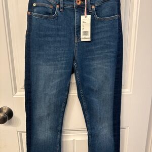 NWT Vineyard Vines Women's straight cropped jeans with contrast side panel